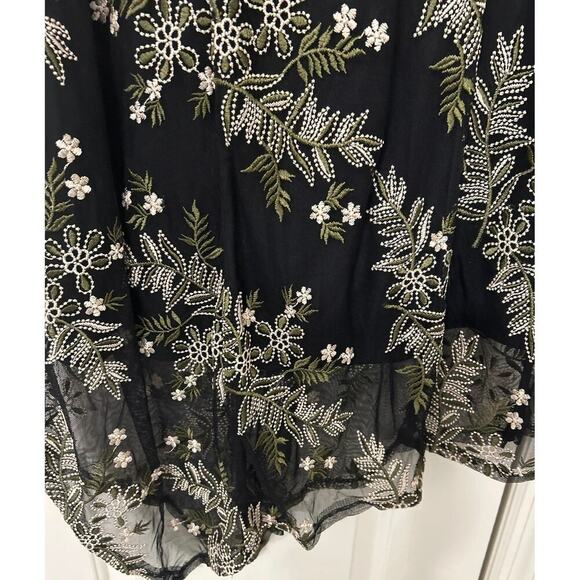 Alfani Black Mesh Floral Embroidered Asymmetrical Fairygoth Sleeveless Dress 6 - Picture 6 of 15